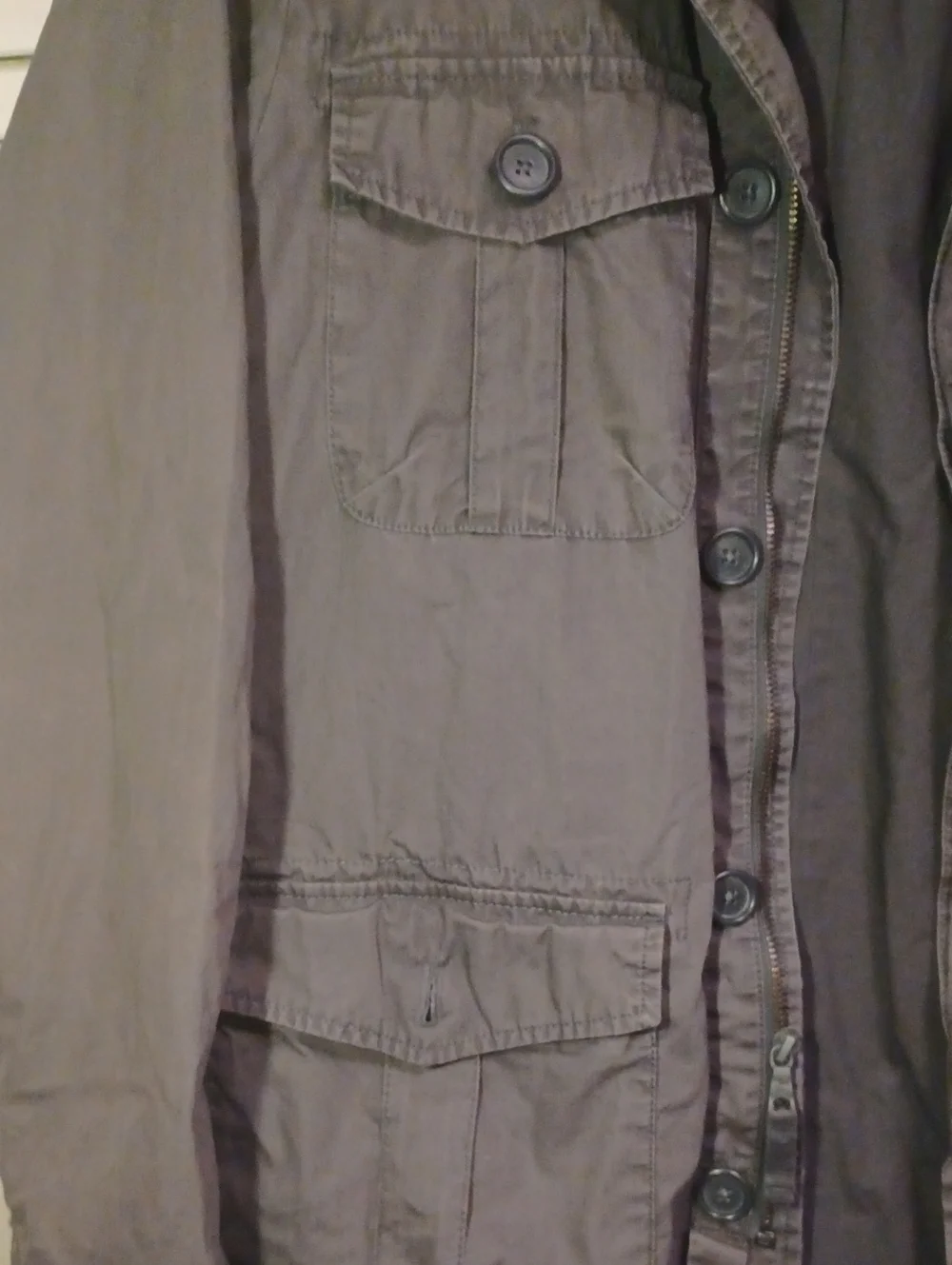 Banana Republic Charcoal Gray Utility Jacket. Zipper or Button. Size M.
